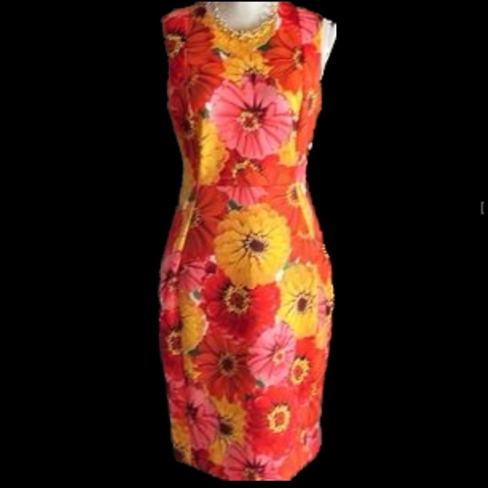 Calvin Klein Floral Print Midi Dress Summer Spring Fall Semi Formal Size 10 New - Picture 10 of 10
